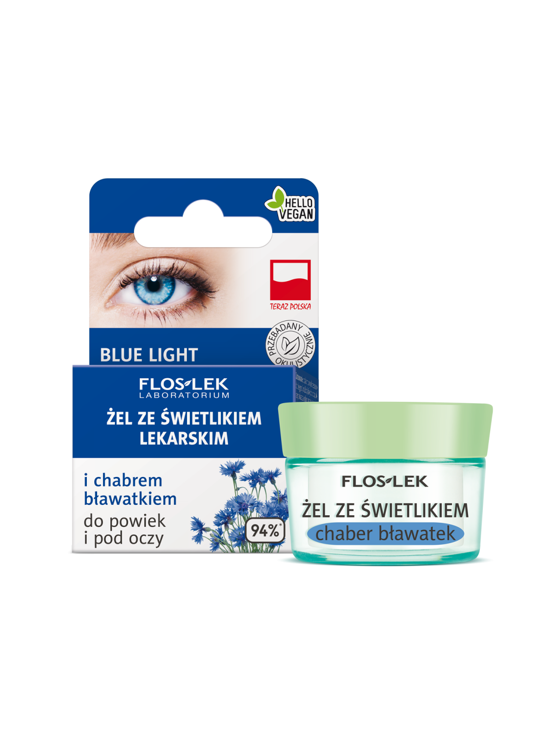 Augenlid- und Unteraugengel mit Augentrost und Kornblume Panthenol FLOSLEK