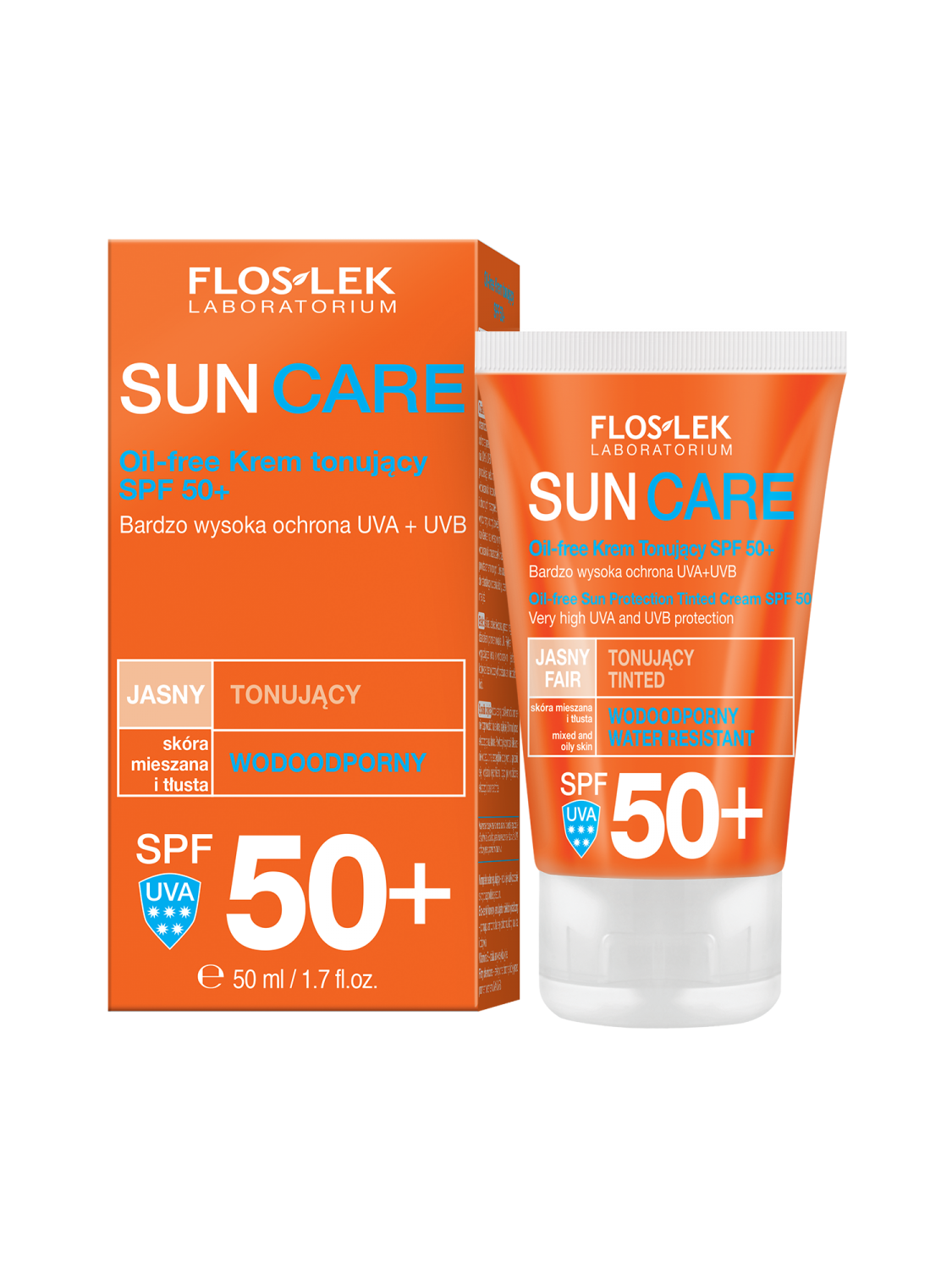 SUN CARE Ölfrei Gesichts-Toning-Creme Für gemischte und fettige Haut SPF 50+ 50 ml - Floslek