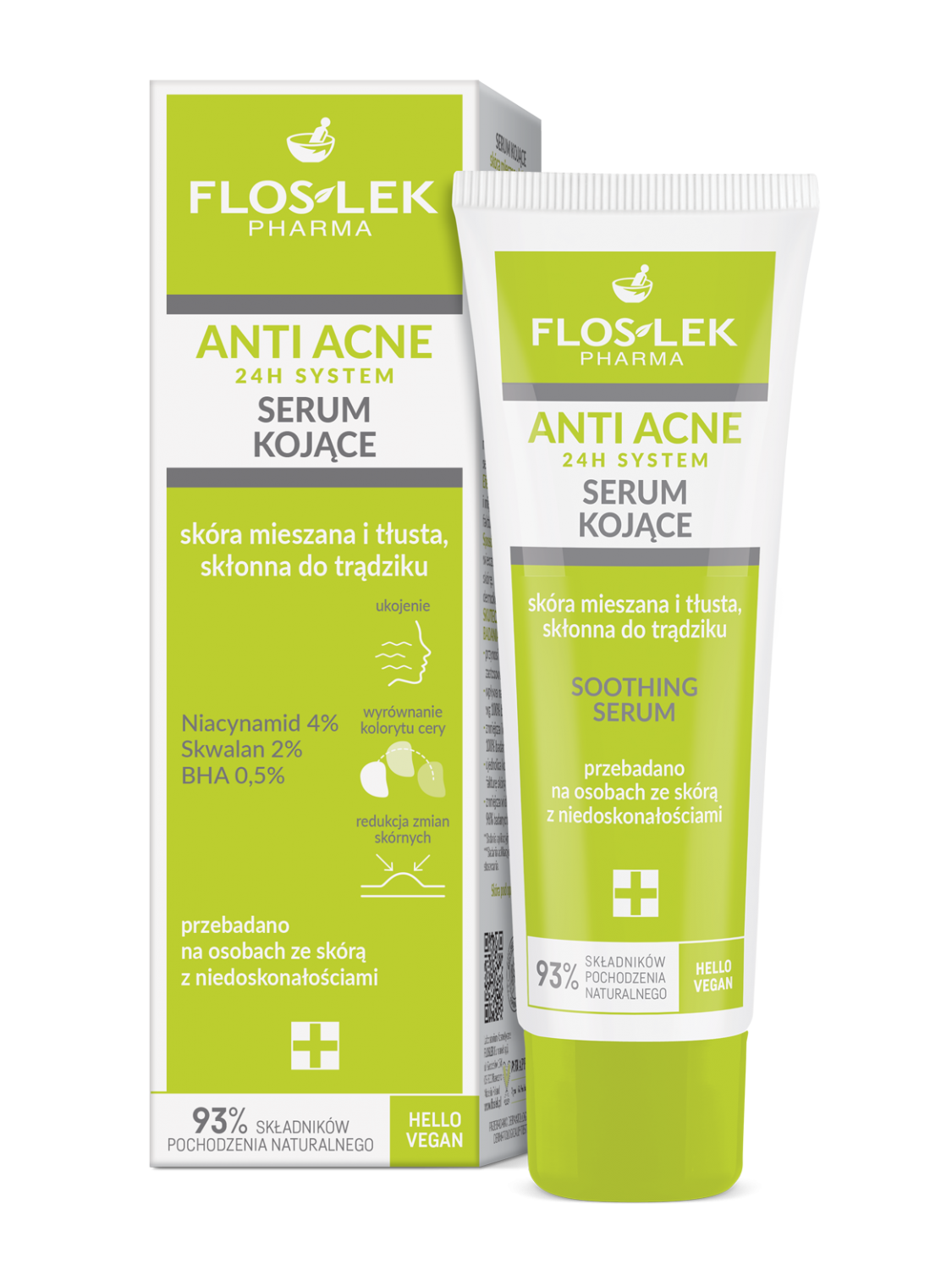 ANTI ACNE 24h System Заспокійлива сироватка для комбінованої та жирної шкіри 50мл - Floslek