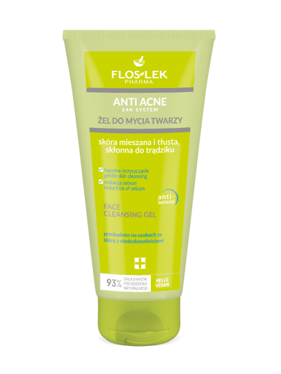 ANTI ACNE 24hシステム 洗顔ジェル オイリー混合肌 にきび 200ml - Floslek