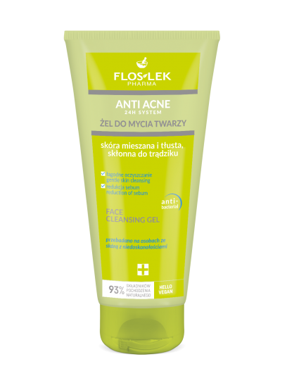 ANTI ACNE 24h System Face Wash Gel oily mixed skin acne 200 ml - Floslek