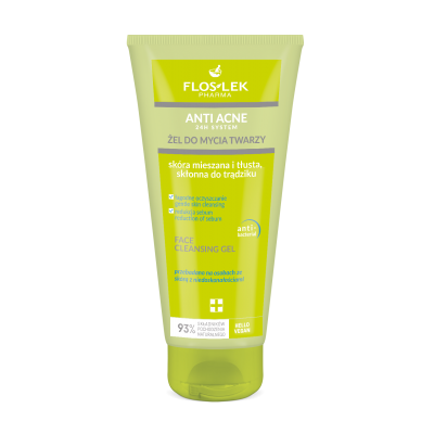 ANTI ACNE 24hシステム 洗顔ジェル オイリー混合肌 にきび 200ml - Floslek