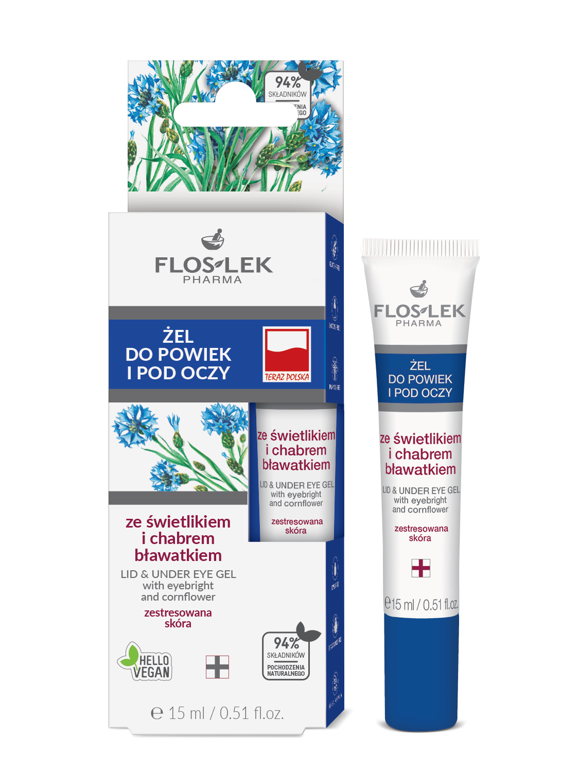 FLOSLEK Eyelid and Under Eye Gel with Eyebright and Cornflower