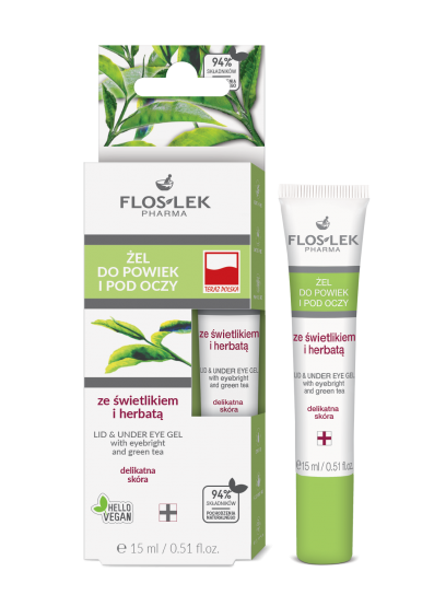 Gel na oční víčka a oči se světlíkem lékařským a čajem pro jemnou pleť FLOSLEK 15ml