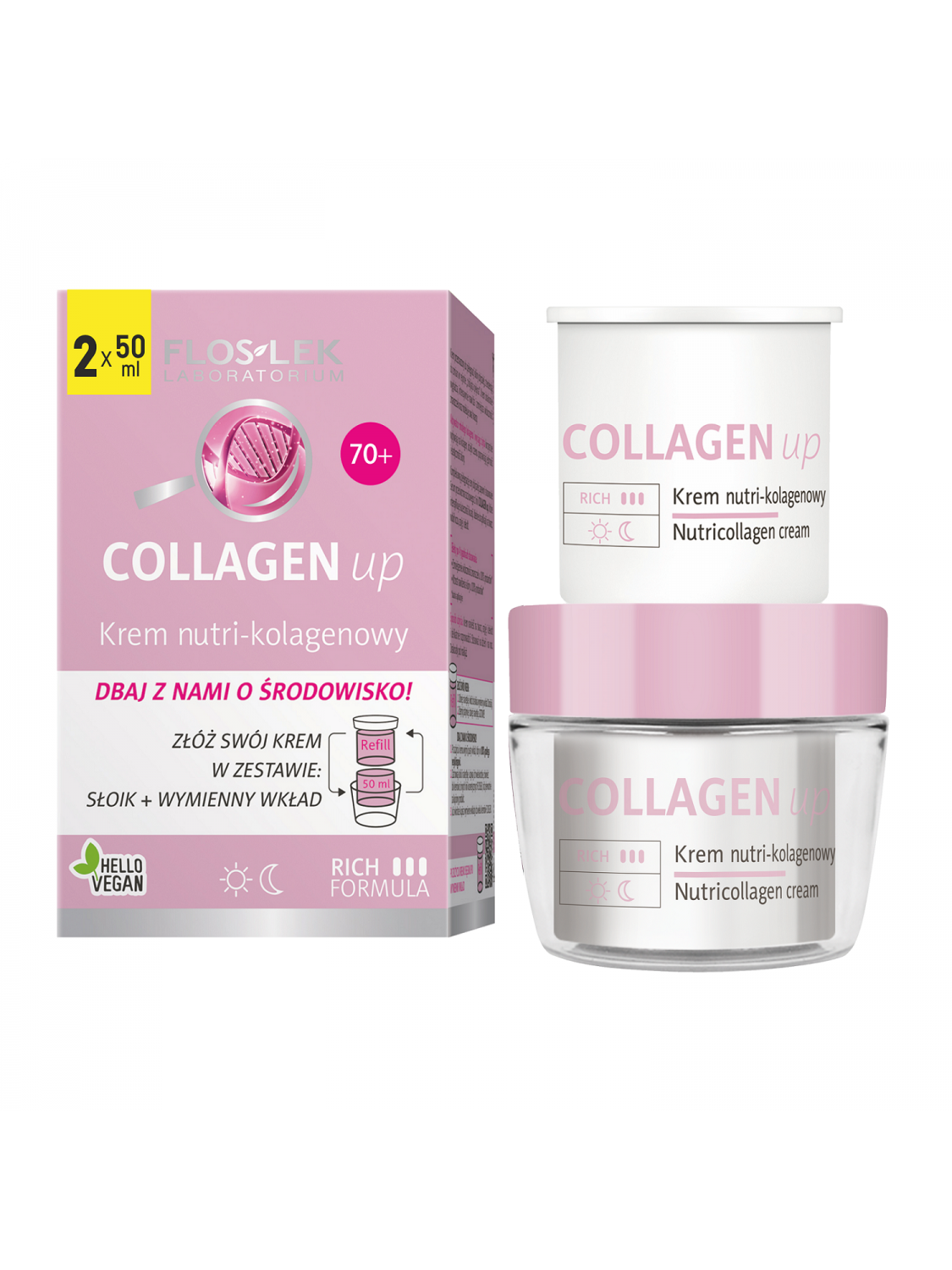 COLLAGEN up EKOpromotion - Nutri-Collagen Creme Tiegel 50 ml + Nachfüllpackung 50 ml - FLOSLEK