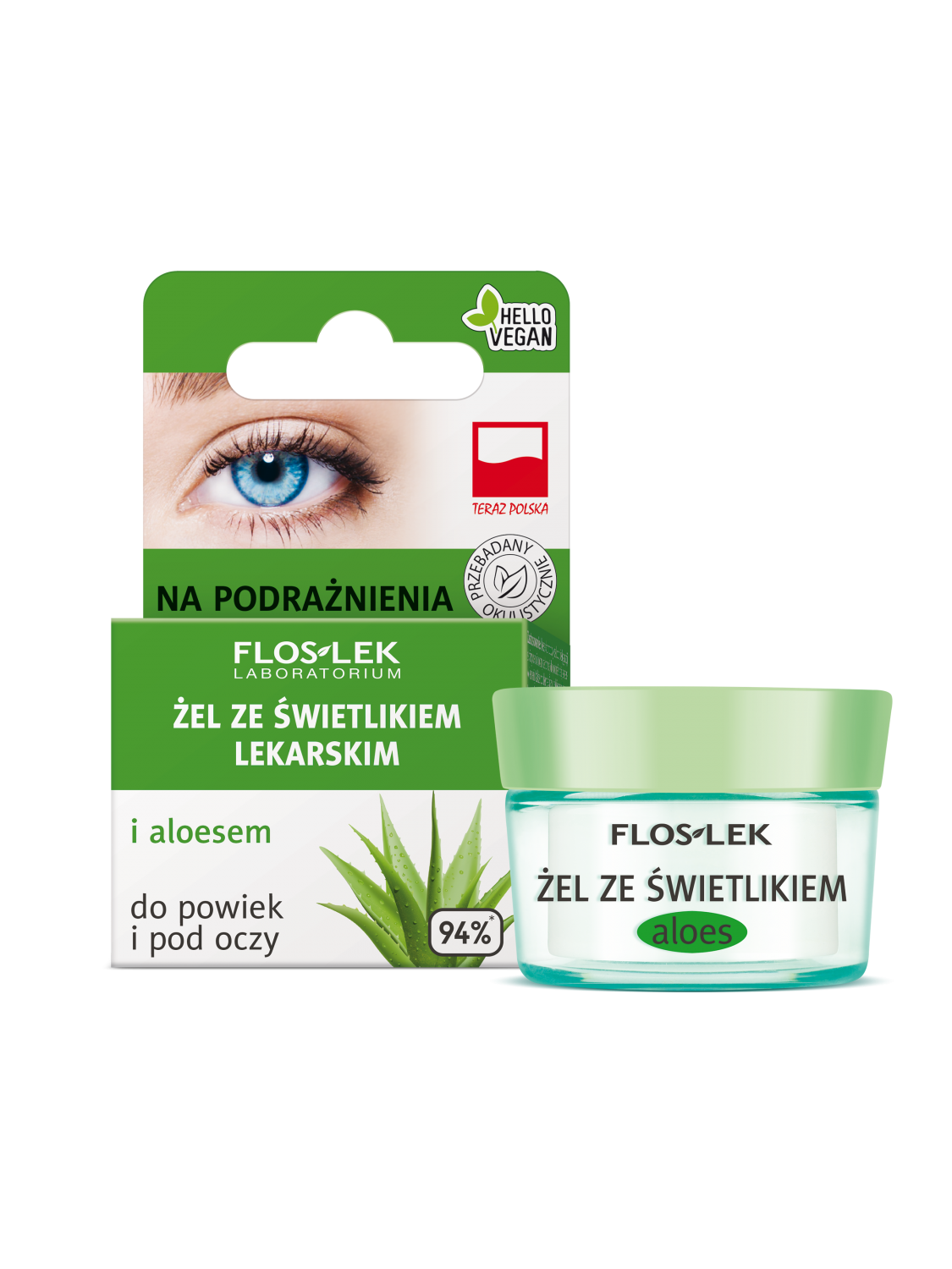 Lid and under eye gel with eyebright  and aloe for irritations - 10g - Floslek