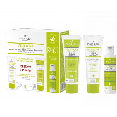 Набор ANTI ACNE 24H System Уменьшение выделения кожного сала и несовершенств 1+1+мини - Floslek