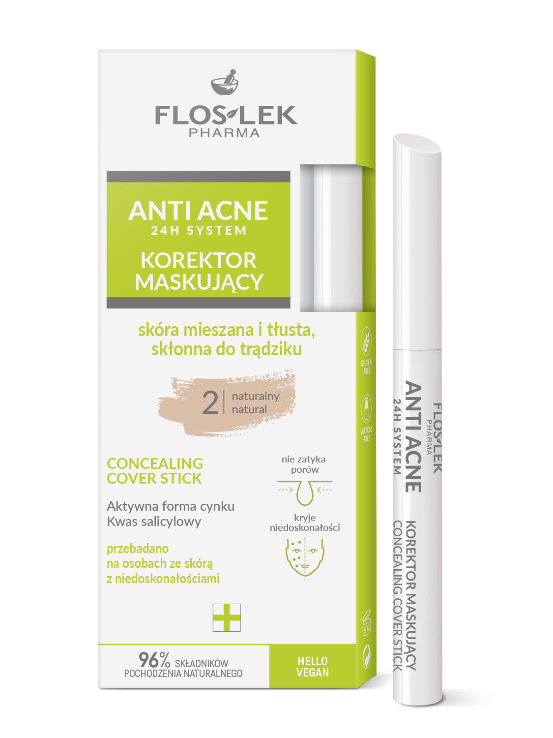 ANTI ACNE 24H System Concealing cover stick natural 2 - Floslek