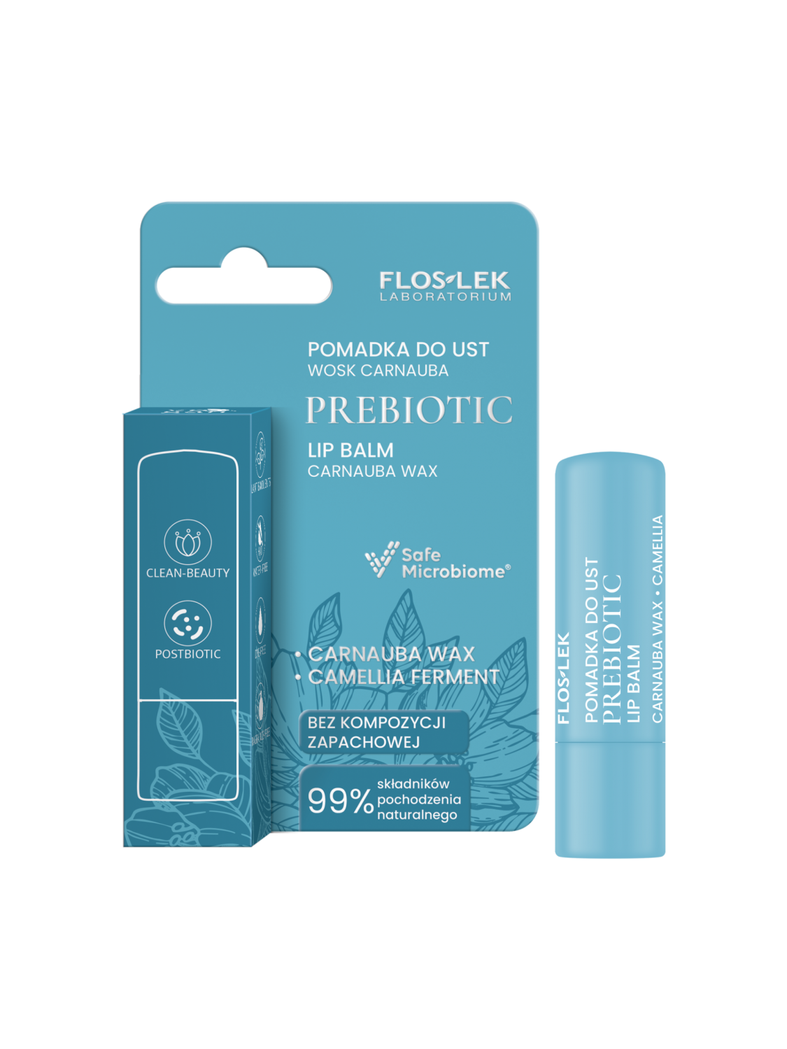 PREBIOTIC LIP CARE Präbiotischer Lippenstift Carnaubawachs 4g - Floslek