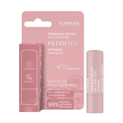 PREBIOTIC LIP CARE Prebiotyczna pomadka do ust olej migdałowy 4g - Floslek