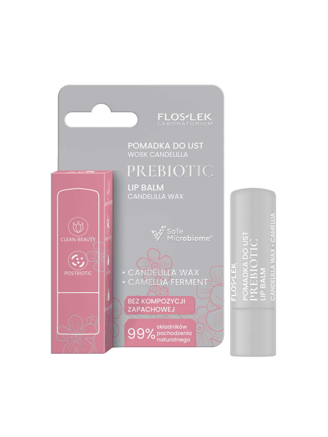 PREBIOTIC LIP CARE Prebiotic lip balm candelilla wax  4g - Floslek