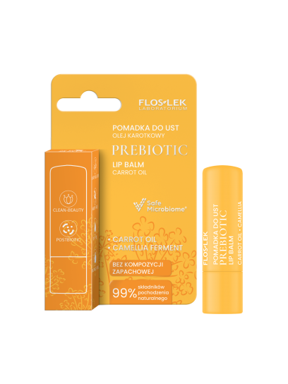 PREBIOTIC LIP CARE Prebiotyczna pomadka do ust olej karotkowy 4g - Floslek
