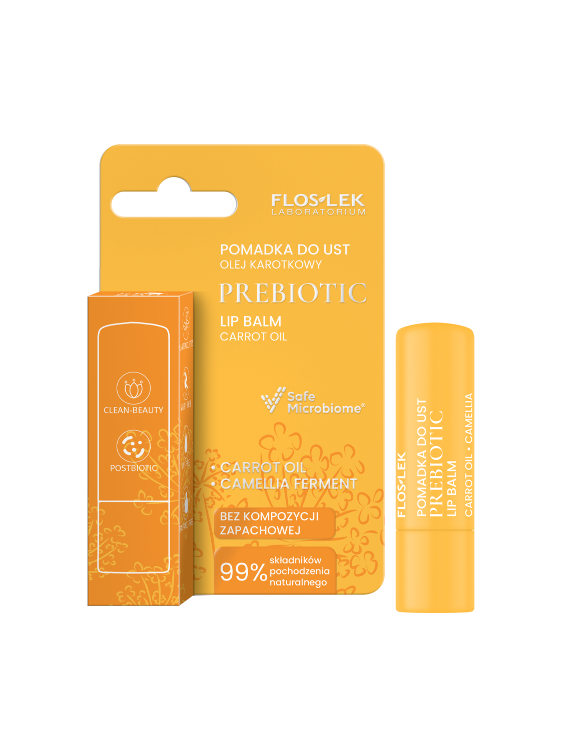 PREBIOTIC LIP CARE Präbiotischer Lippenstift Karotinöl 4g - Floslek
