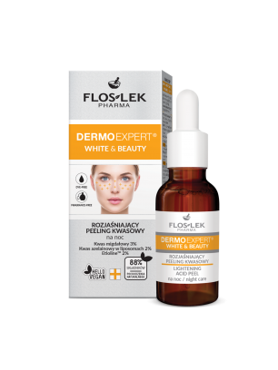 Rozjaśniający peeling kwasowy na noc WHITE & BEAUTY na piegi i przebarwienia FLOSLEK 30ml