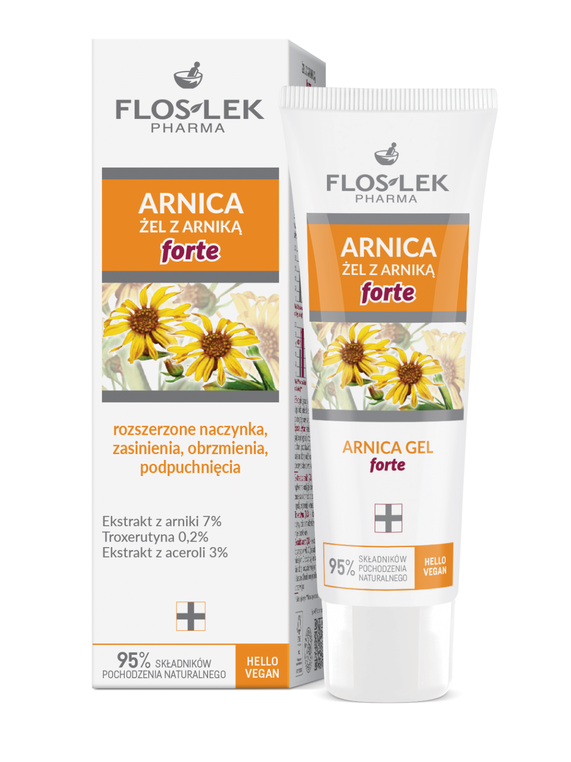 ARNICA® Arnika-Gel gegen erweiterte Blutgefäße, Blutergüsse, Prellungen, Schwellungen 50 ml - Floslek