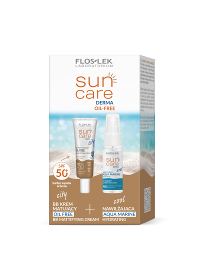 Set SUN CARE Derma Oil-free CITY BB Cream Oil-free mattifying cream SPF 50 + COOL Moisturizing AQUA MARINE - Floslek