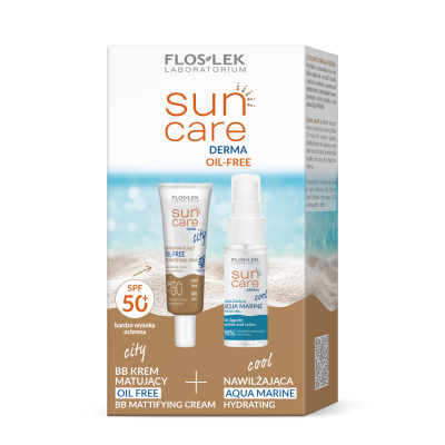 SUN CARE Derma BB krém bez oleje Zmatňující krém bez oleje SPF 50 + COOL Moisturising AQUA MARINE set - Floslek