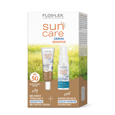 Sada SENSITIVE SUN CARE CITY BB Tonizační krém SPF 50+ + COOL hydratační AQUA MARINE - Floslek