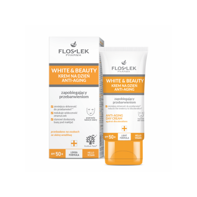 WHITE and BEAUTY 色素沈着を防ぐアンチエイジング・デイクリーム SPF 50+ - Floslek