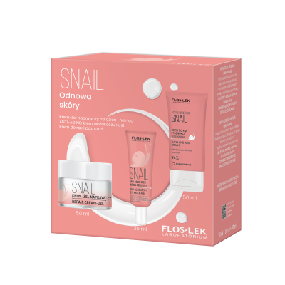 Sada pro obnovu pleti SNAIL (regenerační krém-gel + krém na oči a rty + krém na ruce) - Floslek