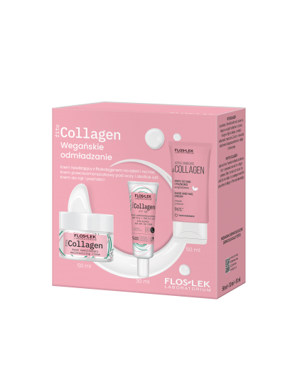 Zestaw fitoCOLLAGEN Wegańskie odmładzanie (Krem nawilżający + Krem przeciwzmarszczkowy pod oczy + Krem do rąk) - Floslek