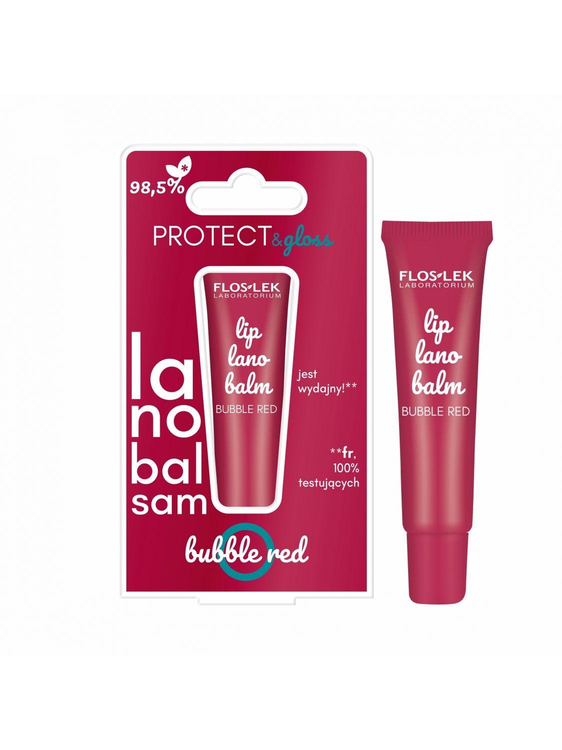 LIP CARE lip balm BUBBLE RED 12 g - Floslek