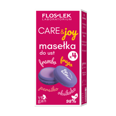 Zestaw KISS ME LIPS masełka do ust: FRAGO, FRAMBO, PERSIKO, OKSIKOKO 4 x 10 g - Floslek