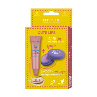 Zestaw CUTE LIPS peeling cukrowy do ust NUDISH i masełko do ust FRAGO