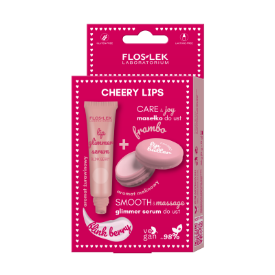 Zestaw CHEERY LIPS glimmer serum do ust BLINK BERRY i masełko do ust FRAMBO - Floslek