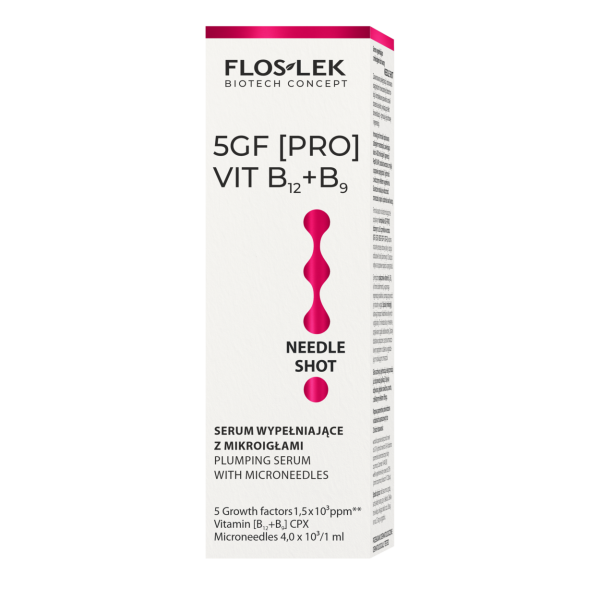 Vyplňující sérum s mikrojehlami na obličej NEEDLE SHOT 30 ml 5GF [PRO] VIT B12+B9 - Floslek