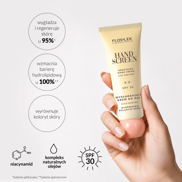 Wygładzający krem do rąk SPF 30  wyrównanie kolorytu skóry 40 ml HAND SCREEN - Floslek