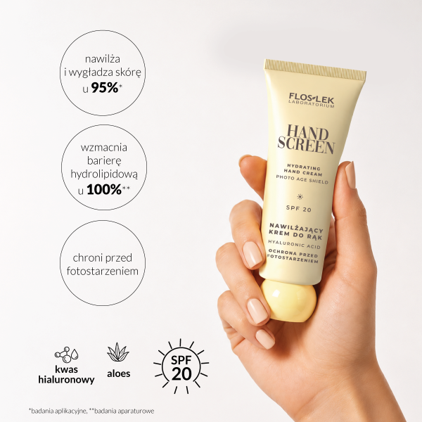 Nawilżający krem do rąk SPF 20 ochrona przed fotostarzeniem 40 ml HAND SCREEN - Floslek