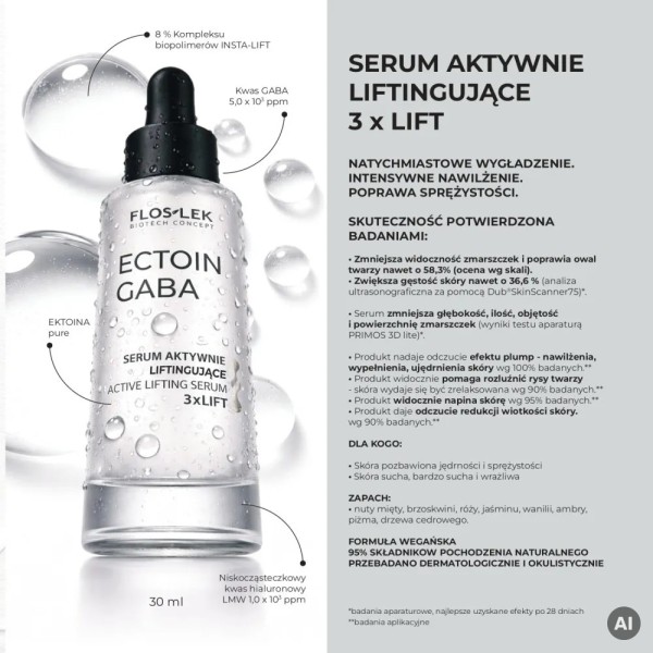 Aktives Lifting-Serum 3× LIFT 30 ml ECTOIN GABA - Floslek