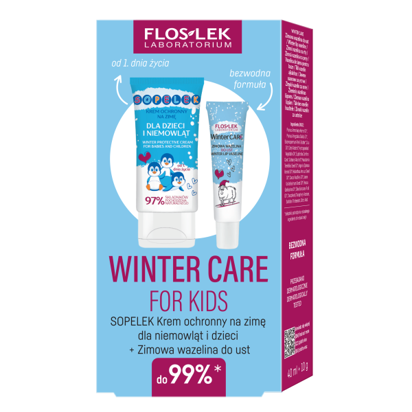 Set WINTER CARE FOR KIDS Sopelek protective cream + Winter lip balm 40 ml + 10 g - Floslek.
