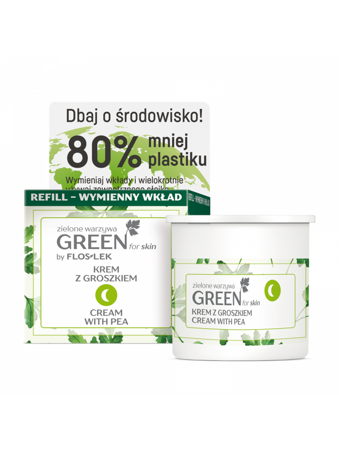 GREEN for skin Zielone warzywa Krem z groszkiem na noc refill FLOSLEK