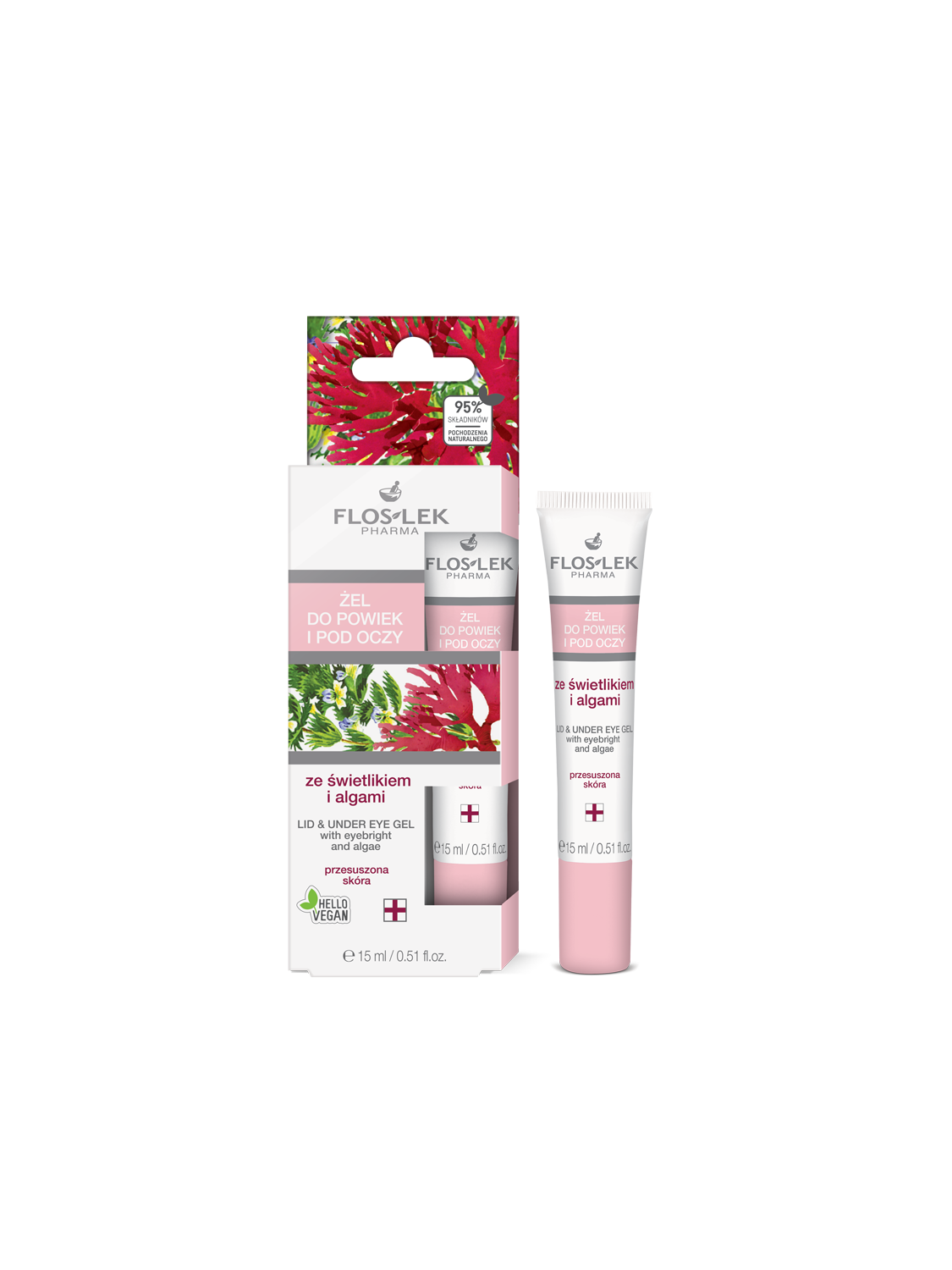 Eyelid and under-eye gel with echinacea and algae dry and dry skin FLOSLEK 15ml