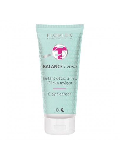 BALANCE T-zone cosmetic clay face wash kaolin Instant Detox 2in1 for day and night FLOSLEK 125ml