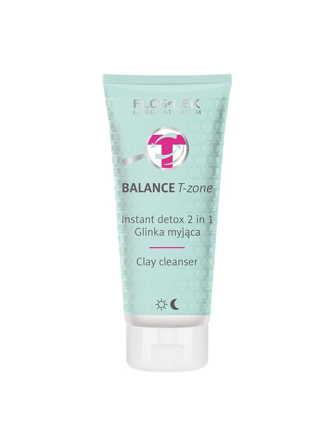 BALANCE Т-зона косметична глина для вмивання обличчя каоліновий миттєвий детокс 2в1 для дня і ночі FLOSLEK 125мл