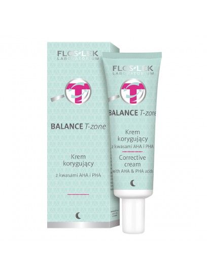 Krem korygujący BALANCE T-zone z kwasami AHA i PHA wygładzający na noc FLOSLEK 50ml