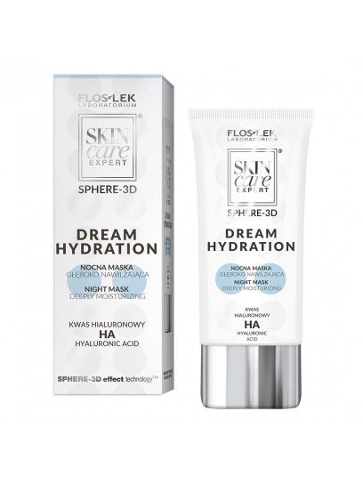 SKIN CARE EXPERT SPHERE-3D DREAM HYDRATION Nocna maska głęboko nawilżająca kwas hialuronowy 50 ml - Floslek