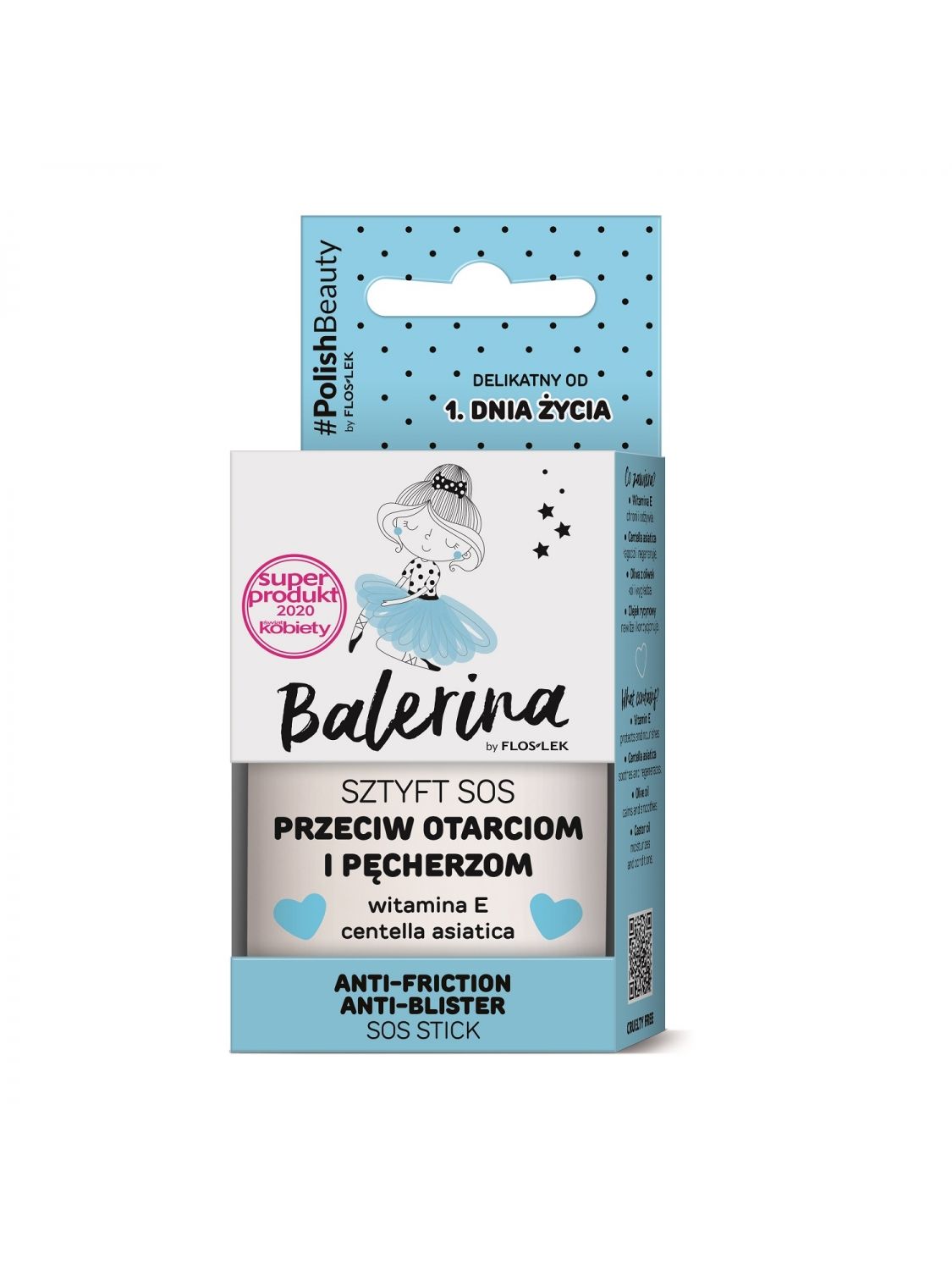 Balerina Anti-Friction Anti-Blister SOS Stick vitamin E, centella asiatica - 20g - Floslek