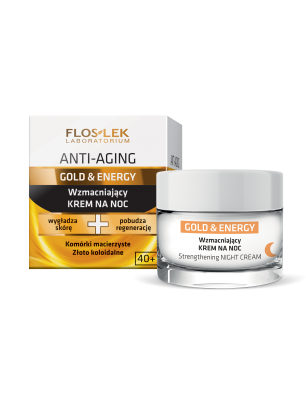 Floslek Anti-Aging Gold & Energy зміцнюючий нічний крем з колоїдним золотом і вітаміном С