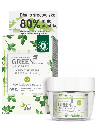 FLOSLEK GREEN for skin Green vegetables Cream with celery SPF 15