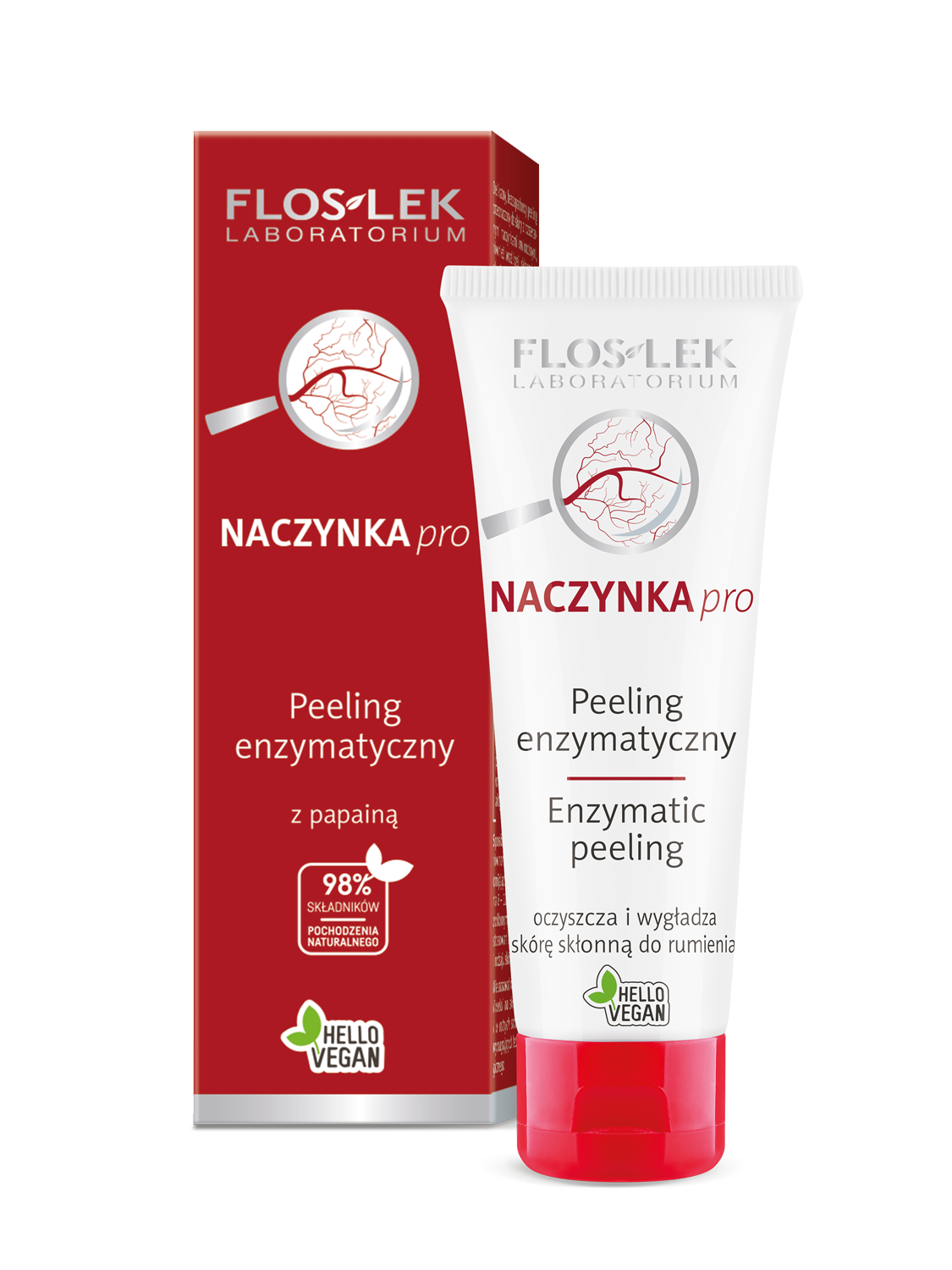 Wygładzający i oczyszczający peeling enzymatyczny dla cery wrażliwej i naczynkowej Floslek NACZYNKA pro