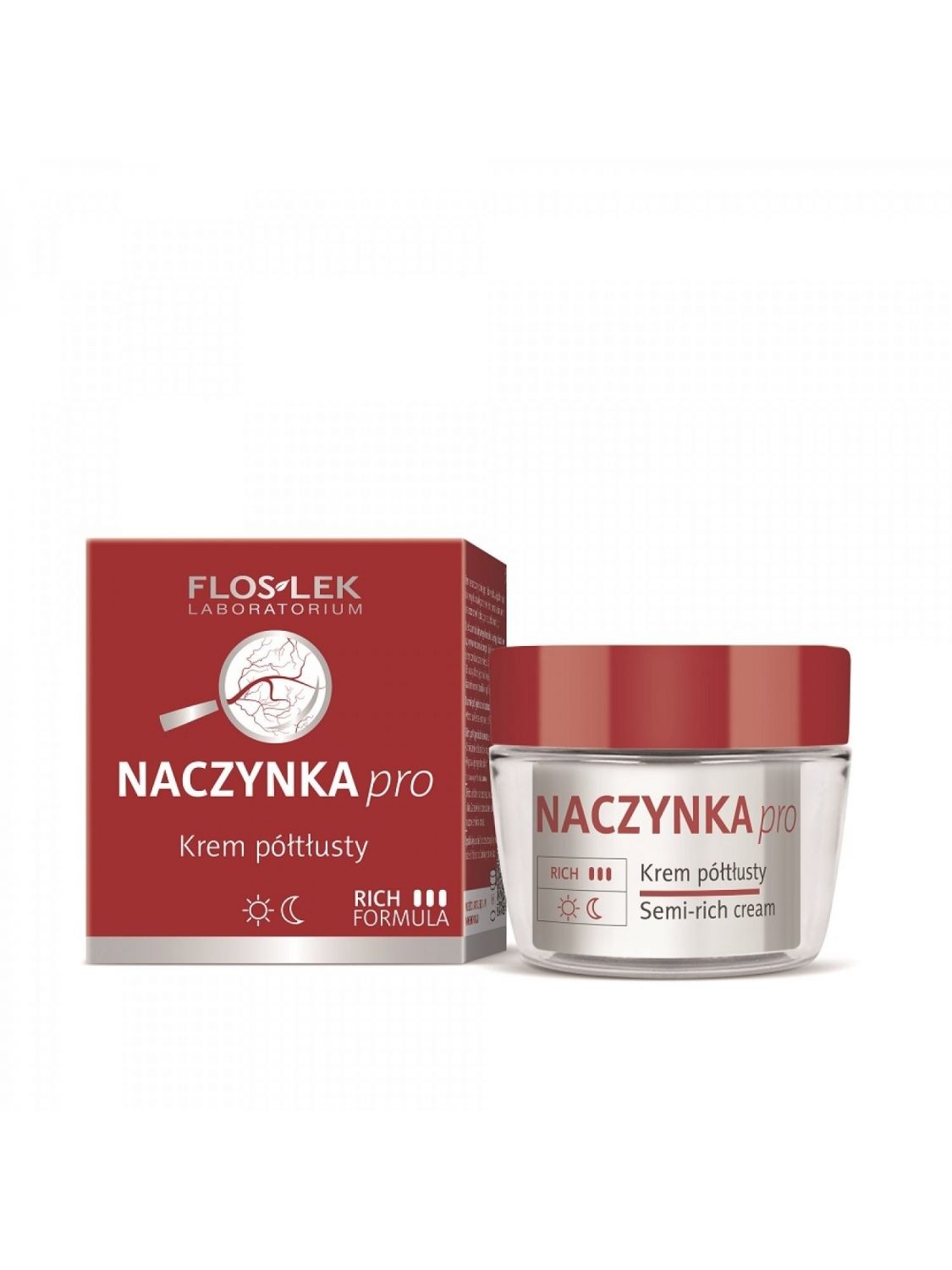 Semi-fat face cream for sensitive and reactive vascular skin for day and night FLOSLEK 50ml