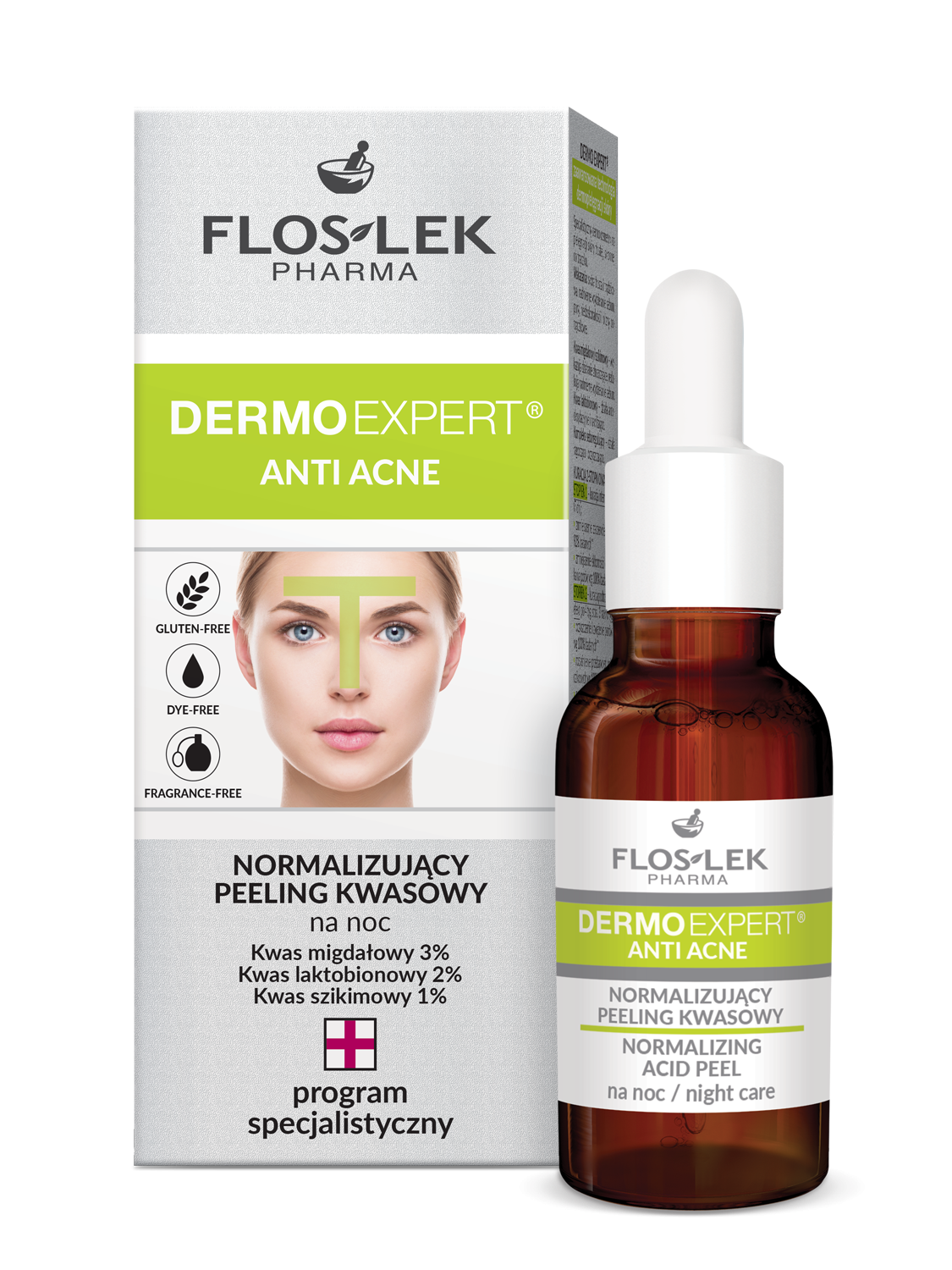 DERMO EXPERT® ANTI ACNE Normalizing acid peel night care - 30 ml - Floslek