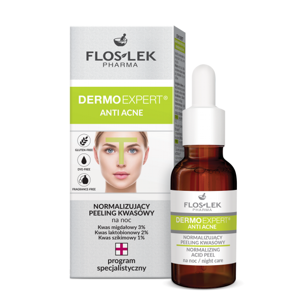 ANTI ACNE нормалізуючий нічний кислотний пілінг FLOSLEK 30мл